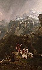 Jozue zastavuje slunce detail obr. John Martin, 1816